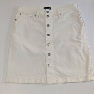J. Crew Button Front White Denim Pencil Skirt Size 29